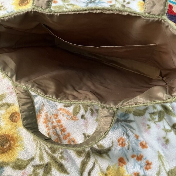 Vintage 70s Handmade Needlepoint Floral Butterfly Tote Bag Handbag Purse - Picture 7 of 7